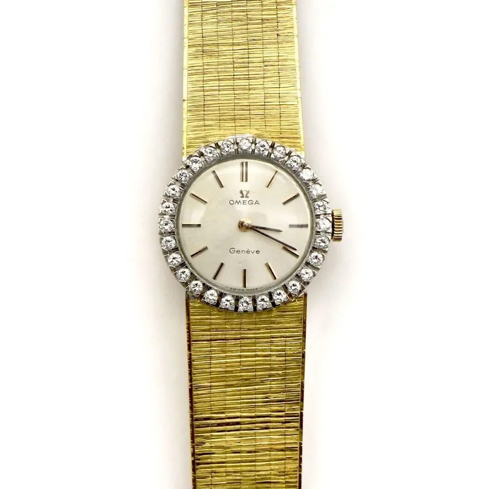 Omega 18K Gold Diamond Bracelet Watch 1970s